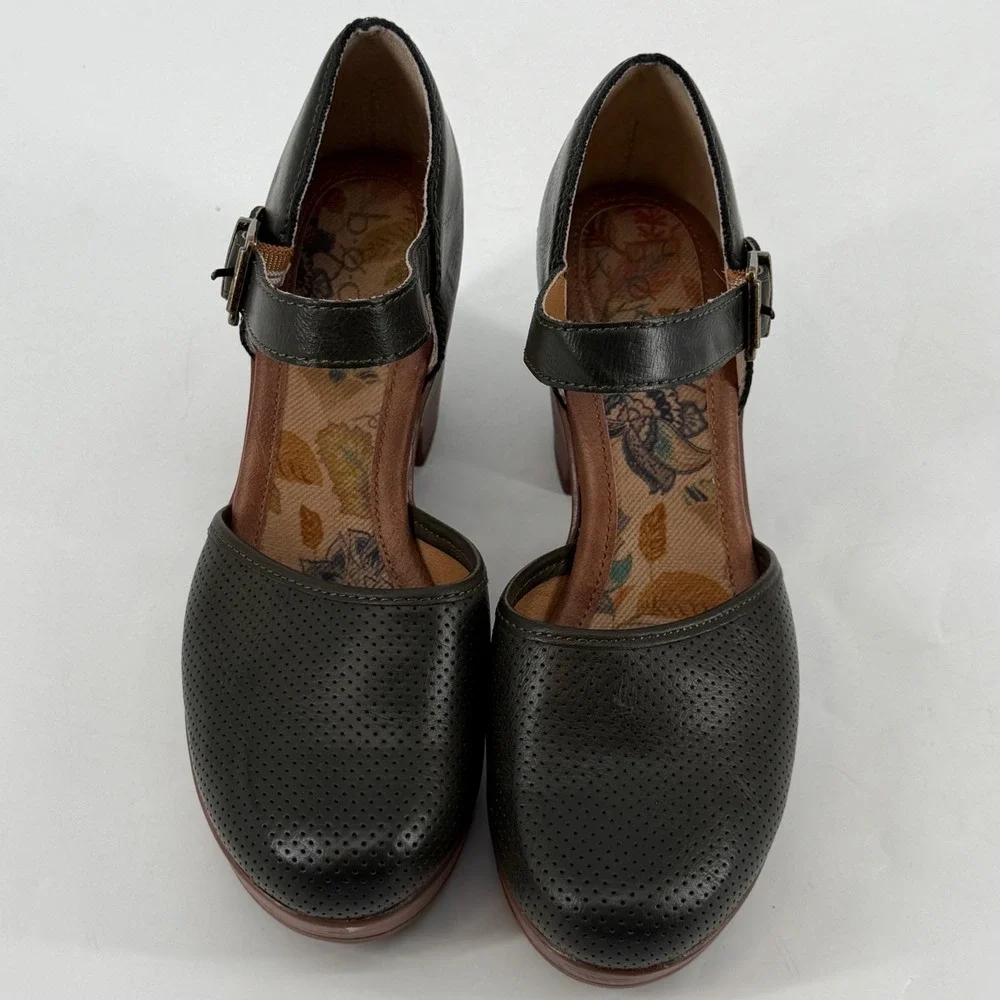 B.O.C. Womens Mary Jane Platform Clogs Black Perforated Size 7M